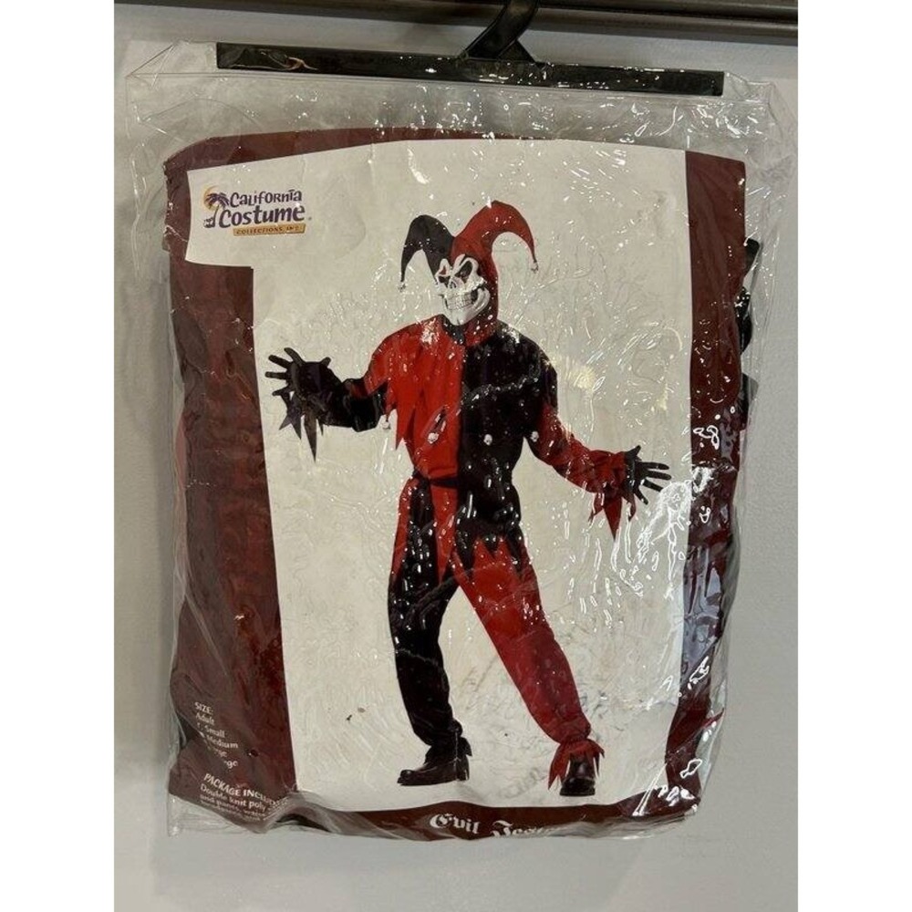 California Costume Evil Jester Clown Adult Size Small Head Mask Top Pant Small
